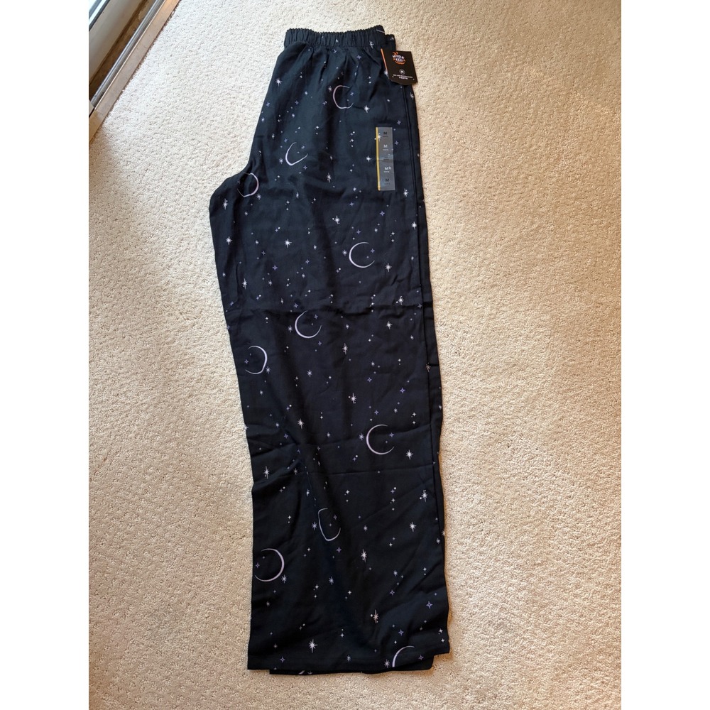 Hyde and EEK! Boutique Celestial Moon Star Pajama Pants Black Purple Medium NWT